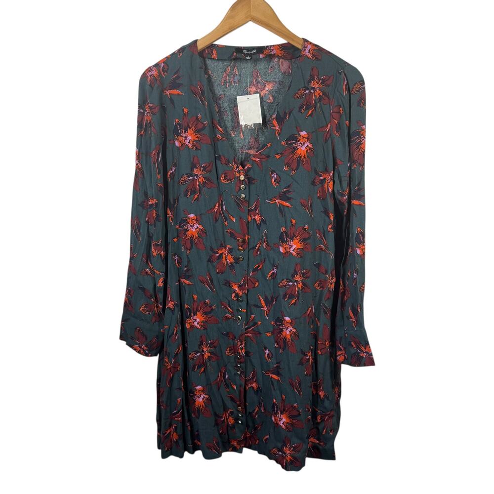 Madewell Dress Women S NWT Willowleaf Long Sleeve Mini Winter Orchid Floral Fall